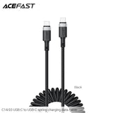 Acefast C14-03 USB-C to USB-C Spring Charging Data Cable (1.2m) - Black