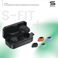 SOUL S-FIT+ All Conditions True Wireless Earphones with Coloured Sleeves - Black