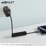 Acefast C14-03 USB-C to USB-C Spring Charging Data Cable (1.2m) - Black