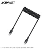 Acefast C14-03 USB-C to USB-C Spring Charging Data Cable (1.2m) - Black