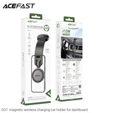 Acefast D37 Magnetic Wireless Charging Car Holder for Dashboard - Black