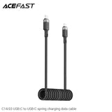 Acefast C14-03 USB-C to USB-C Spring Charging Data Cable (1.2m) - Black