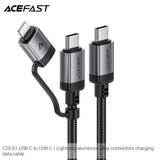 Acefast C20-01 USB-C to USB-C / Lightning 60W Aluminum Alloy Connectors Charging Data Cable (1.2m) - Black