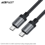 Acefast C20-03 USB-C to USB-C 60W Aluminum Alloy Charging Data Cable (1.2m) - Black