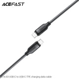 [1 for 1] Acefast C16-03 USB-C to USB-C TPE Charging Data Cable (1.2m) - Black