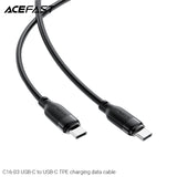 [1 for 1] Acefast C16-03 USB-C to USB-C TPE Charging Data Cable (1.2m) - Black