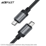 Acefast C20-03 USB-C to USB-C 60W Aluminum Alloy Charging Data Cable (1.2m) - Black