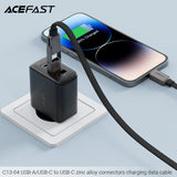 Acefast C13-04 USB-A/USB-C to USB-C 60W Zinc Alloy Connectors Charging Data Cable (1.2m) - Black