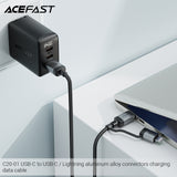 Acefast C20-01 USB-C to USB-C / Lightning 60W Aluminum Alloy Connectors Charging Data Cable (1.2m) - Black