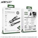 Acefast C13-04 USB-A/USB-C to USB-C 60W Zinc Alloy Connectors Charging Data Cable (1.2m) - Black