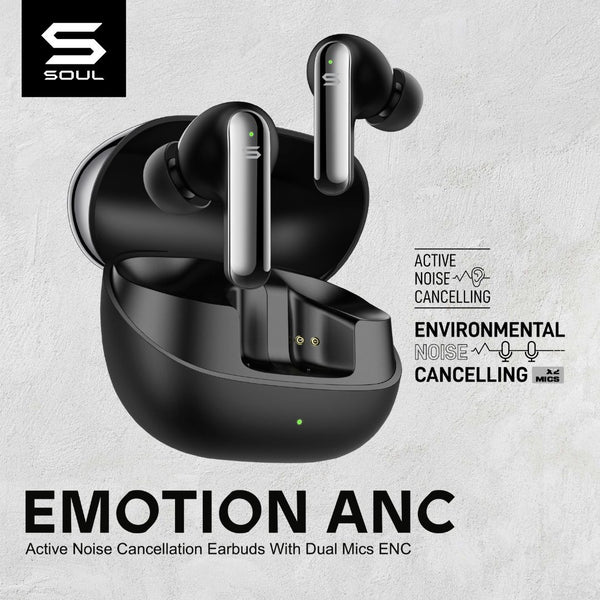 SOUL EMOTION ANC Active Noise Cancellation Earbuds with Dual Mics - Black